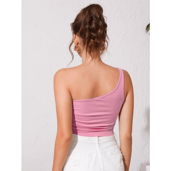 [2/22] Side drawstring one shoulder crop top - Picture 6 of 7
